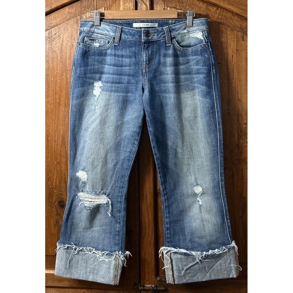 Women's Joe's Boyfriend Jeans Cropped Cuffed Hem‎ Sz 29 Distressed NO Pilling